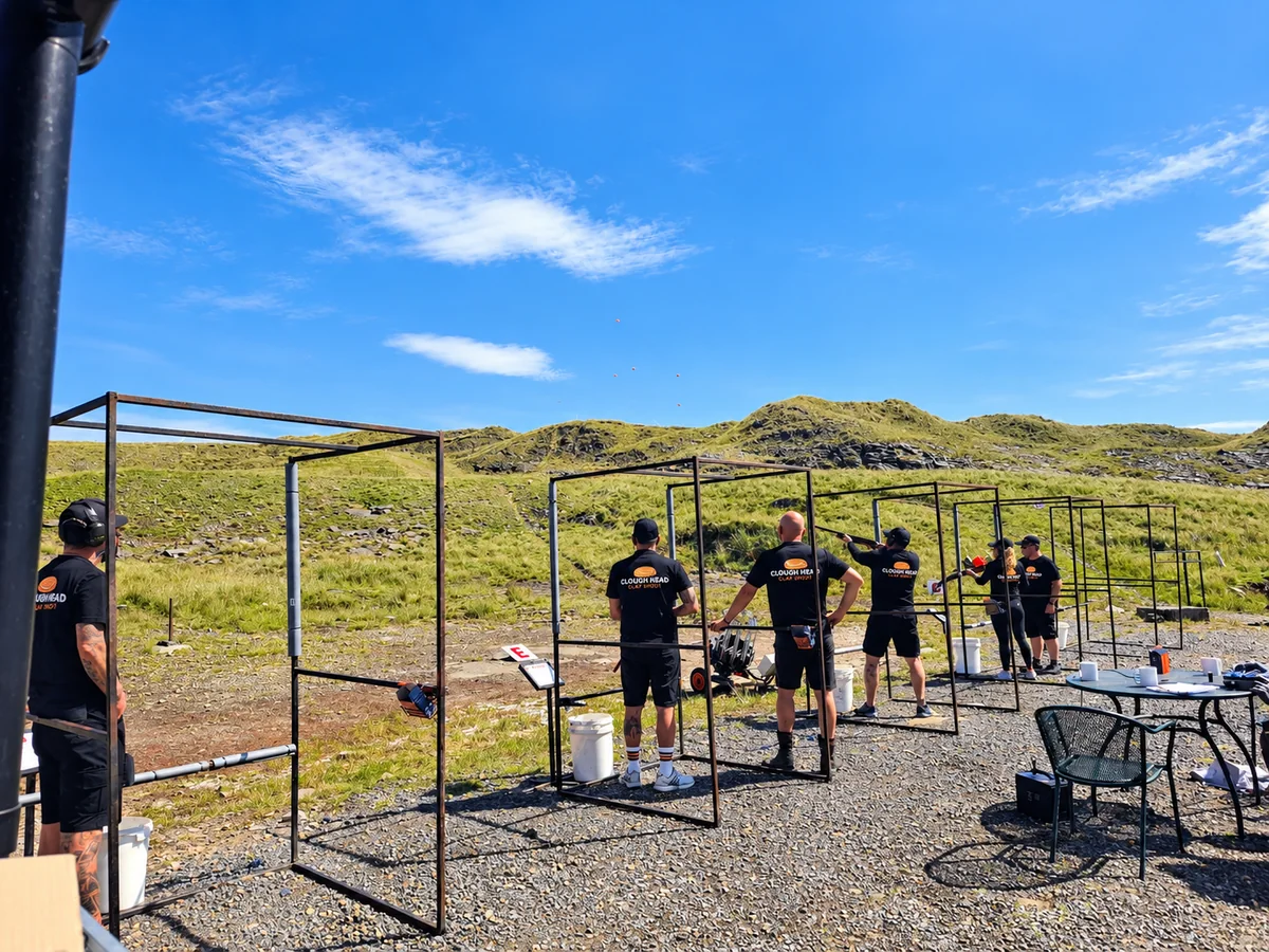 Shooters on the stands at Clough Head